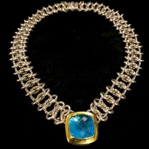 Authentic David Yurman blue Topaz choker necklace